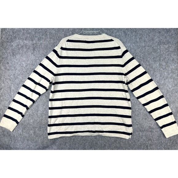 J. Crew Classic Mariner Sweater Blue Beige Stripe Shirt Preppy Casual Nautical - Picture 5 of 9
